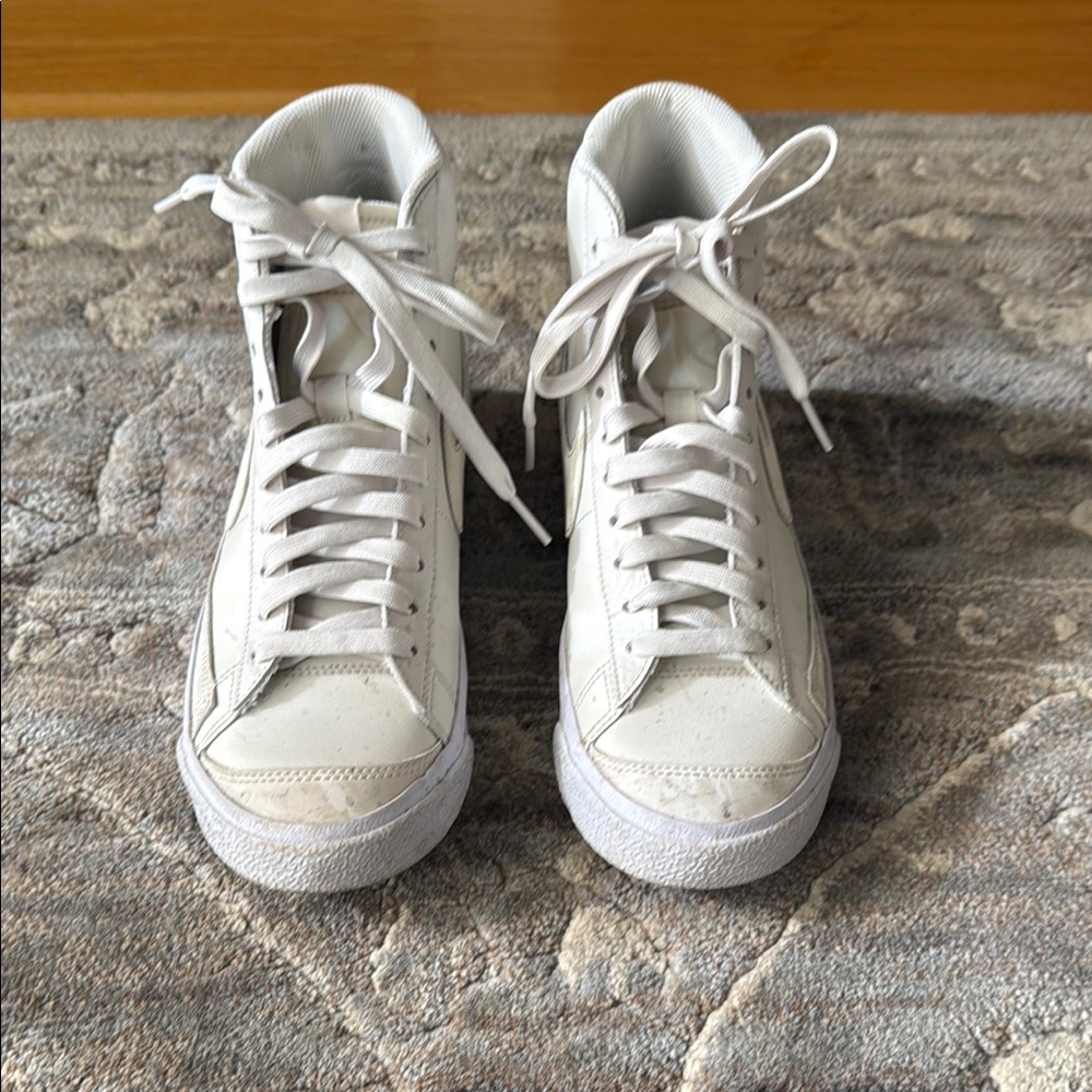 Nike Cream High-Top Sneakers with Textured Toe Cap
